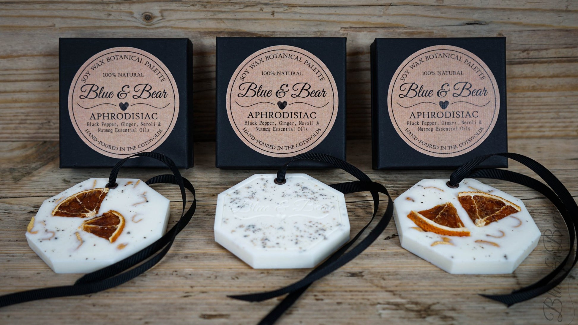 3 in a row Natural Soy Wax Botanical Palette APHRODISIAC - Pepper, Neroli, Ginger, Nutmeg - intoxicating and sensual