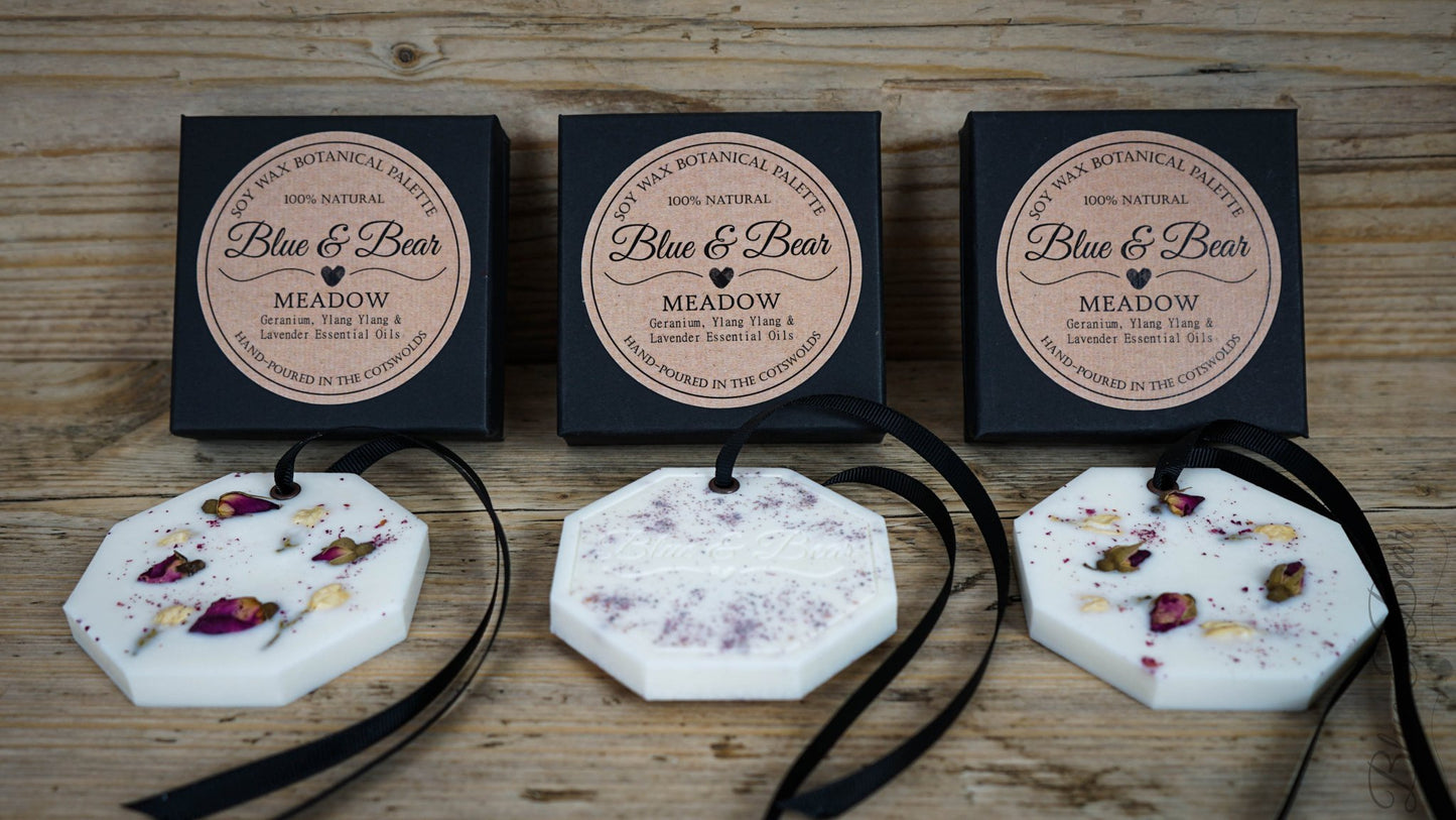 3 in a row Natural Soy Wax Botanical Palette MEADOW - Geranium, Lavender, Ylang Ylang - peaceful and uplifting