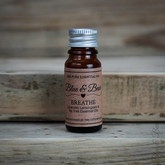 10g Dropper Bottle on shelf - Pure Essential Oil Blend BREATHE - Lavender, Lemongrass, and Tea Tree - refreshing and envigorating