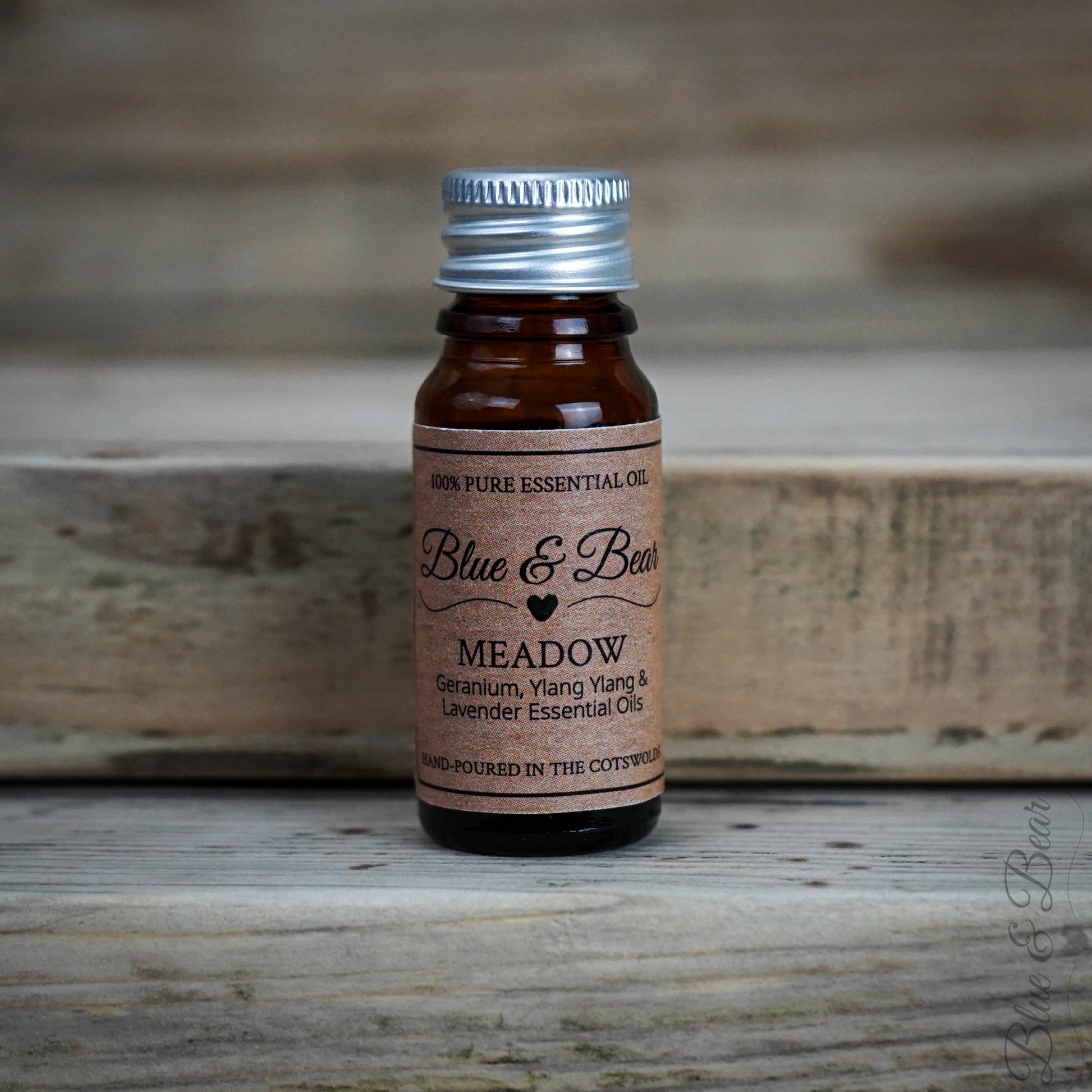 10g Dropper Bottle on shelf - Pure Essential Oil Blend MEADOW - Geranium, Lavender, and Ylang Ylang - peaceful and uplifting