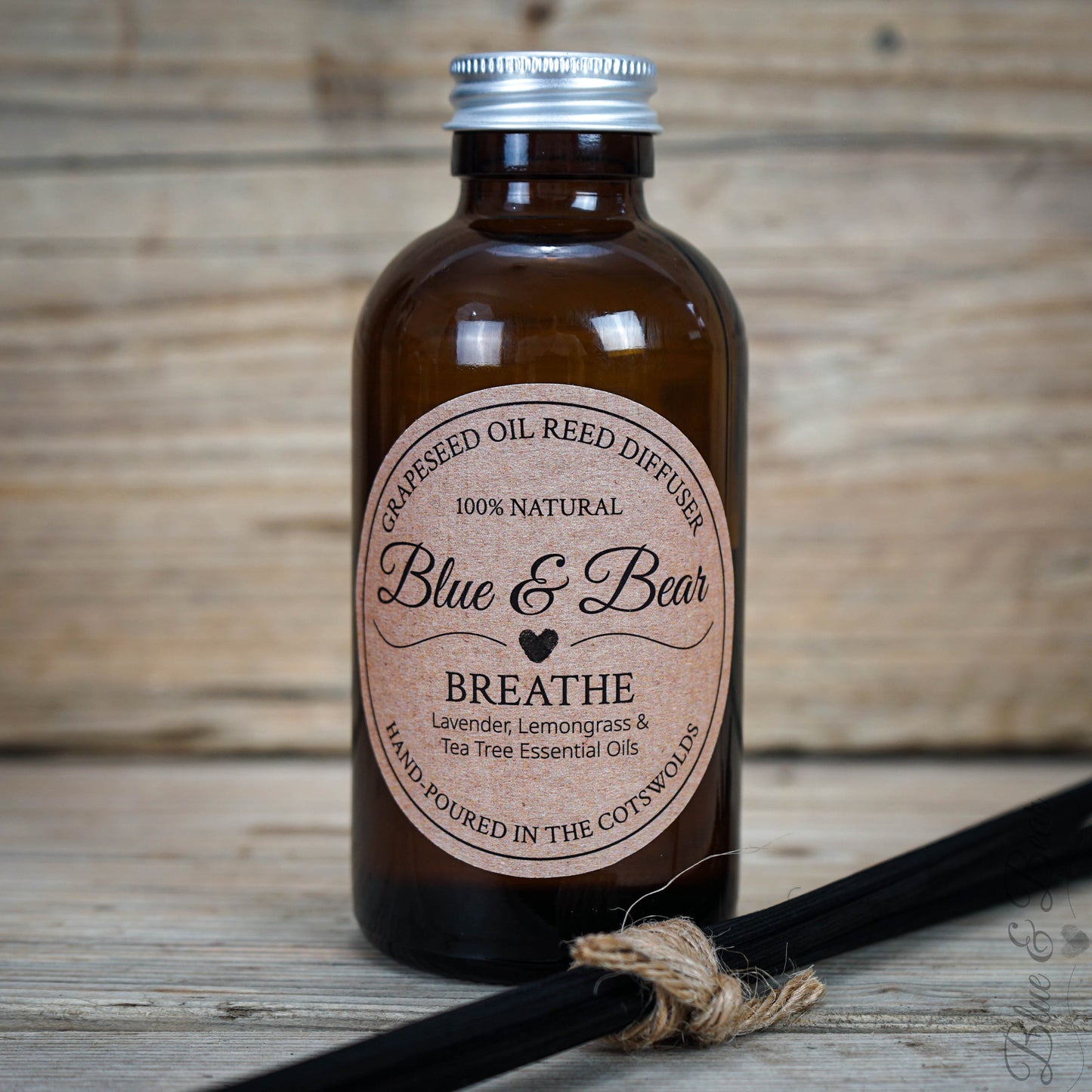 Diffuser Bottle & Reeds Natural Reed Diffuser BREATHE - Lavender, Lemongrass, and Tea Tree - refreshing and envigorating