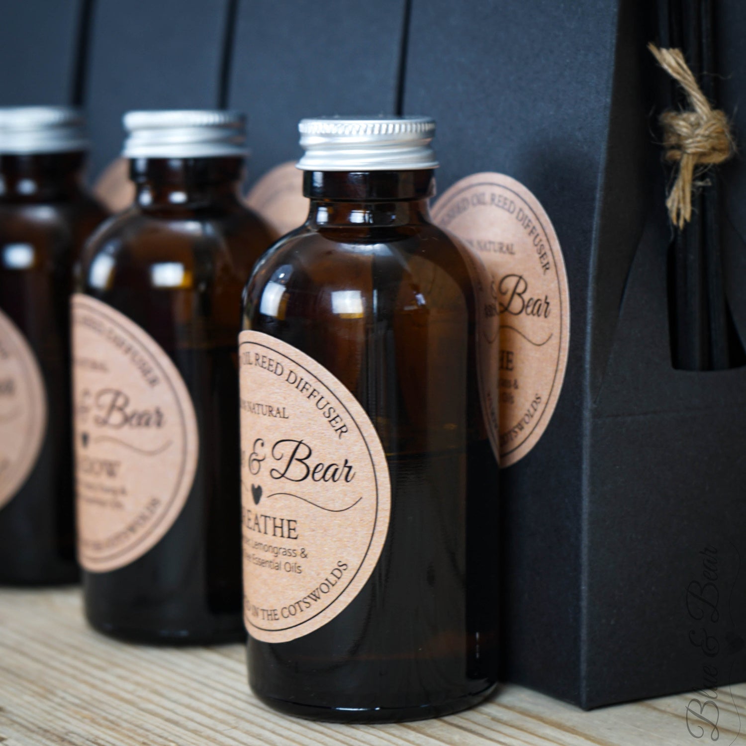 Angled view of Bottles and Gift Boxes Natural Reed Diffuser  - Product Collection  - which is your favourite scent