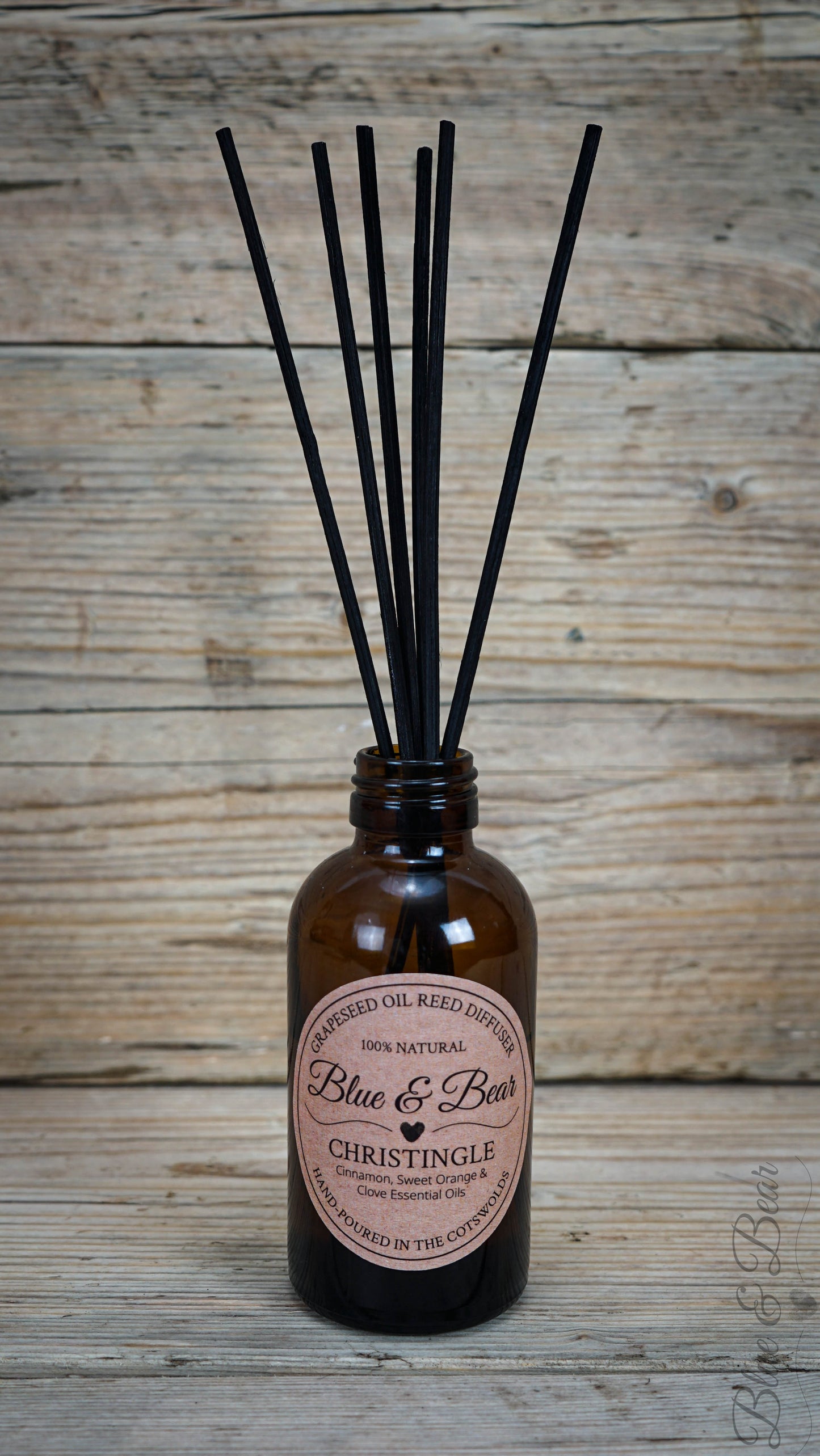 Open Bottle with Reeds Natural Reed Diffuser CHRISTINGLE - Cinnamon, Clove, and Sweet Orange - luxury Christmas gift

